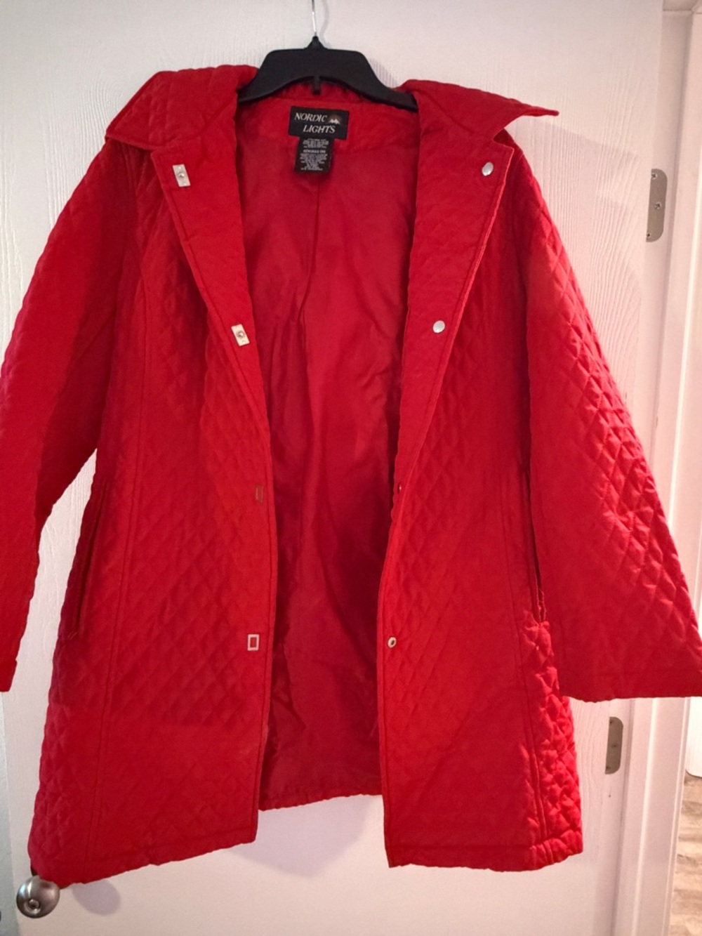 Red Quilted Hooded Puffer Jacket